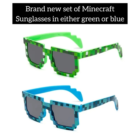 Other - 5/25 kids Minecraft themed sunglasses 2 colors avail Green or Blue new in pack.